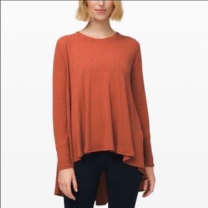 Lululemon Dare to Drape Long Sleeve Top Flowy Hi Low Hem Rustic Clay Blouse  XXS
